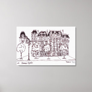 Haussmann-architectuur Champs Elysees, Parijs Canvas Afdruk