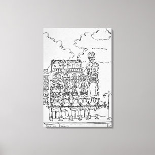 Haussmann-gebouw Rue de Rennes, Parijs Canvas Afdruk