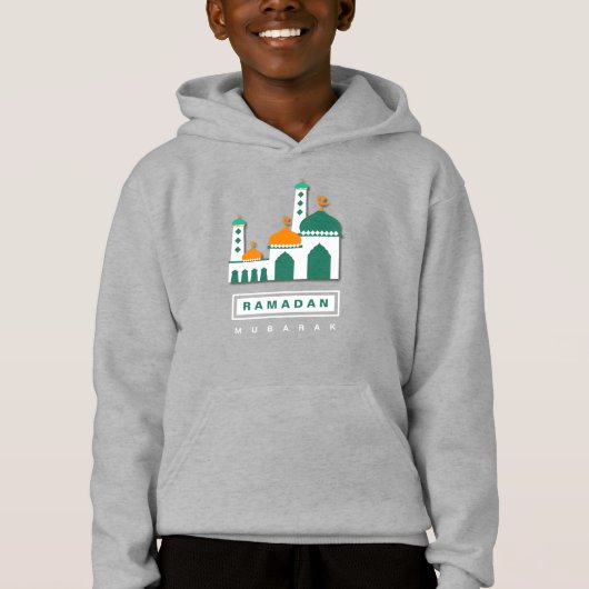 Haut à capuche gris pour enfants | Graphisme de mo (Devant)