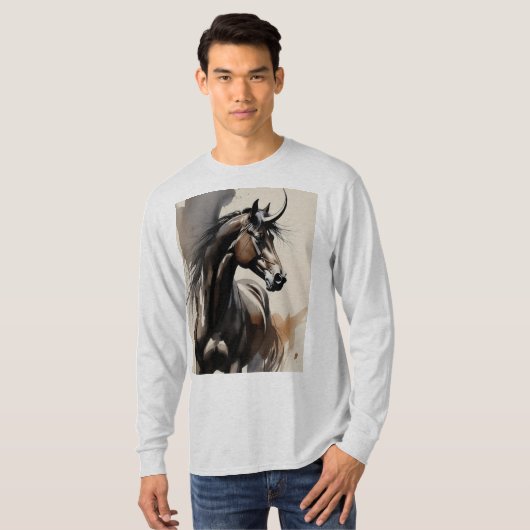 Haut à manches longues peinture de cheval (Devant entier)