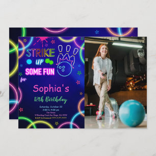 HAUT Bowling Anniversaire Photo Invitation