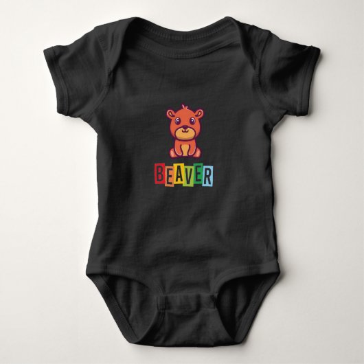 Haut de bloc de castor bébé bodysuit en jersey (Devant)