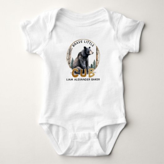 Haut de naissance Ourson en bois Petit Ours Courag (Devant)