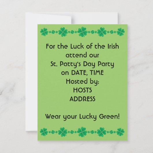 Haut de page Invitations à la St. Patrick's Day Pa (Dos)