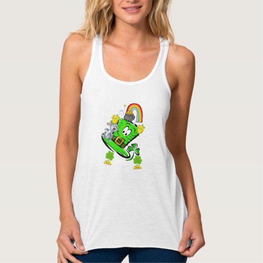 Haut de tank top lapin St. Patrick heureux (Devant)