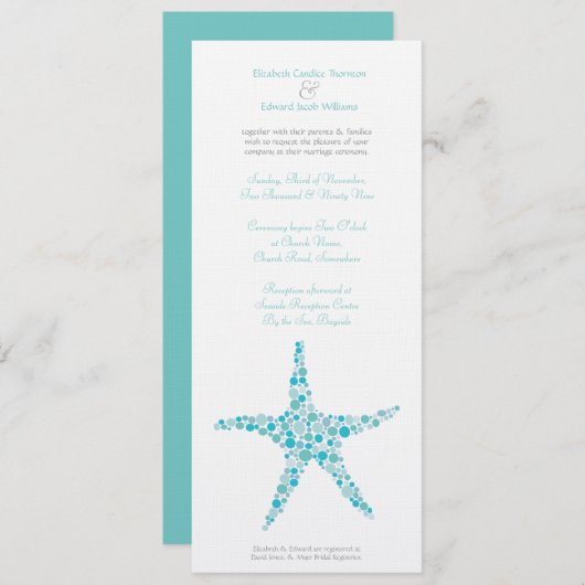 Haut Mariage Aqua Turquoise Starfish Invitation (Devant / Derrière)