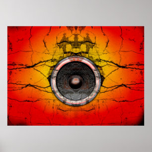 Haut-parleur de musique sur une affiche murale fis