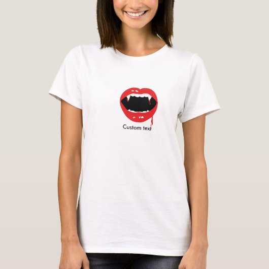 Haut T Shirt Vampire Dents Sang Halloween Goth (Devant)