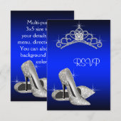 Haut talons Tiara Royal Blue Quinceanera RSVP (Devant / Derrière)