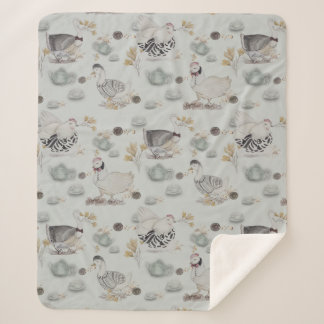 Haute Couture Ducks & Chicken Baby Sherpa Deken