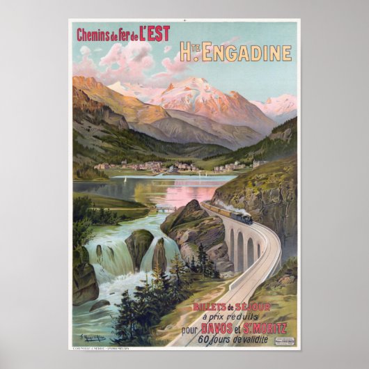 Haute-Engadine Suisse Poster vintage 1910 (Devant)