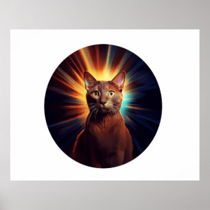 Havana Brown Cat (ras met sterrenachtergrond) Poster