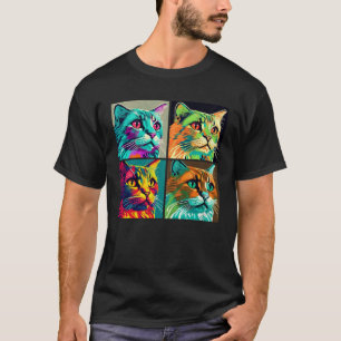 Havana Brown Kat Pop Illustratie Kleurrijk Dier T-shirt