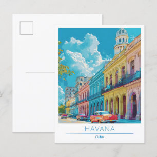 Havana Cuba Art Vintage Travel Briefkaart