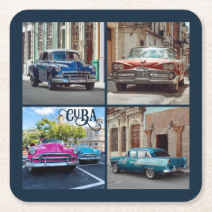 Havana CUBA Cars Vierkante Kartonnen Onderzetter