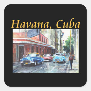 Havana Cuba Floridita Kunst Vierkante Sticker