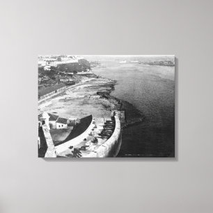 Havana, Cuba Harbour met een deel van Morro Castle Canvas Afdruk