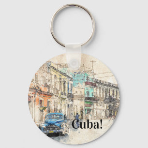 havana Cuba Illustratie Sleutelhanger