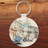 havana Cuba Illustratie Sleutelhanger (Voorkant)