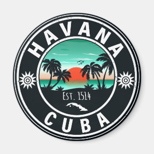 Havana Cuba Island Retro Sunset Souvenirs jaren 60 Magneet
