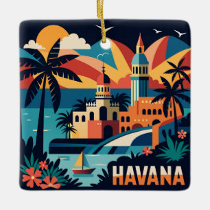 Havana Cuba Island Vintage Reisstad Keramisch Ornament