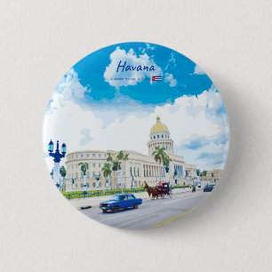 Havana, Cuba - Klassieke Vintage Soul Ronde Button 5,7 Cm