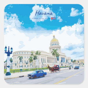 Havana, Cuba - Klassieke Vintage Soul Vierkante Sticker