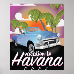 Havana, Cuba Poster auto-vakantie