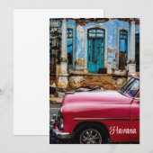 Havana Cuba Red Vintage Car Kaart (Voorkant / Achterkant)