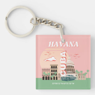 Havana Cuba Retro  Kunst Sleutelhanger