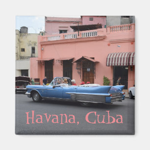 Havana Cuba Roze Building Class Old Car Magneet