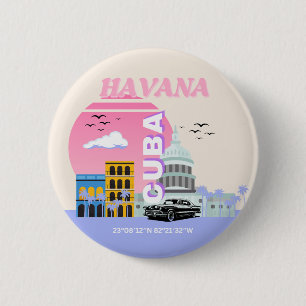 Havana Cuba Travel Art Ronde Button 5,7 Cm