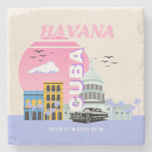 Havana Cuba Travel Art Stenen Onderzetter