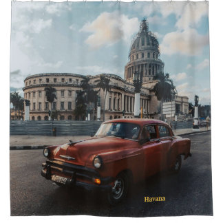 Havana Cuba Vintage Klassieke Auto Douchegordijn