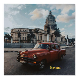 Havana Cuba Vintage Klassieke Auto Perfect Poster