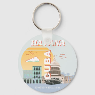 Havana Cuba Vintage Travel Art Sleutelhanger