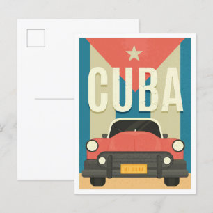 Havana Cuba Vintage Travel Illustratie Briefkaart