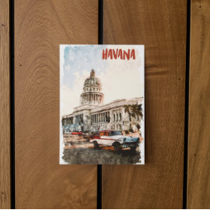 Havana Cuba Vintage Travel Waterverf Briefkaart