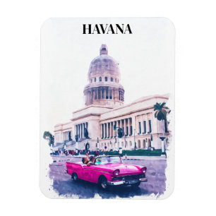 Havana Cuba Vintage Travel Waterverf Magneet