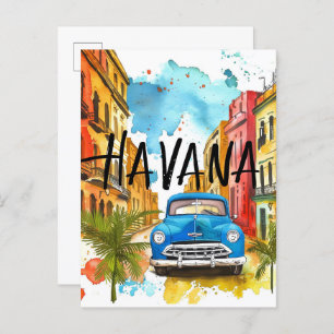 Havana Cuba Waterverf schilderij reizen Briefkaart