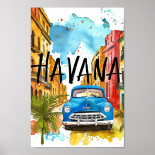 Havana Cuba Waterverf schilderij reizen Poster