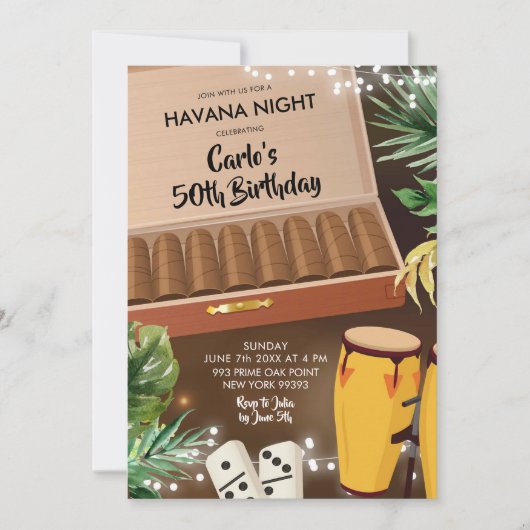 Havana Night Beach Birthday Invitation Kaart (Voorkant)