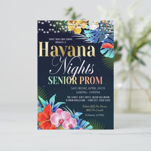 Havana Night Senior prom uitnodiging (Staand voorkant)