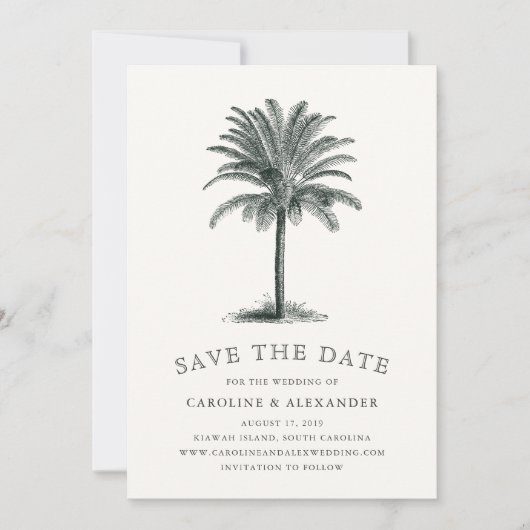 Havana Palm | Elegant  Tropisch Save The Date (Voorkant)