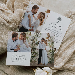 Havana Palm  Palm Tree Multi Foto Bruiloft Bedankkaart