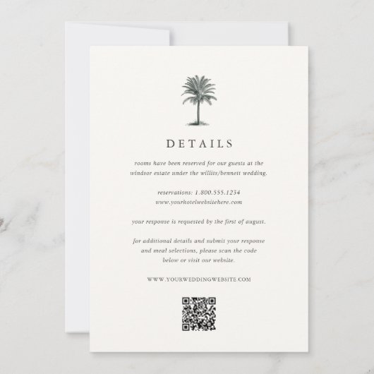 Havana Palm | palmboom Alles in één bruiloft Kaart (Achterkant)