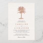 Havana Palm | palmboom bruiloft Folie Uitnodiging (Voorkant)