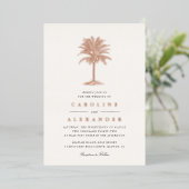 Havana Palm | palmboom bruiloft Folie Uitnodiging (Staand Voorkant)