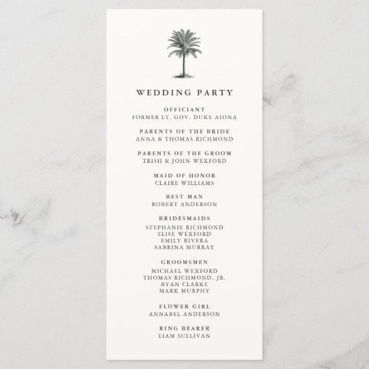 Havana Palm Wedding Ceremony Program Programma (Achterkant)
