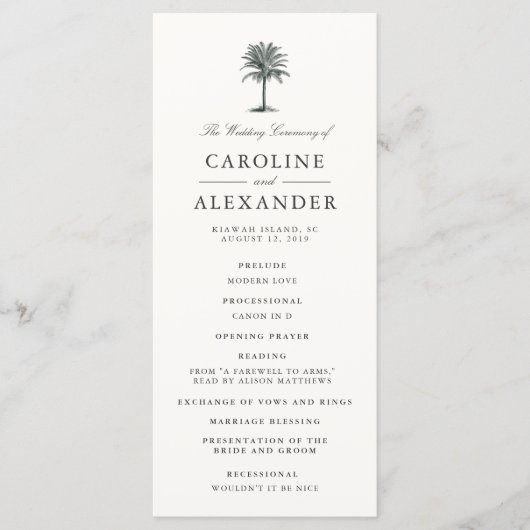 Havana Palm Wedding Ceremony Program Programma (Voorkant)